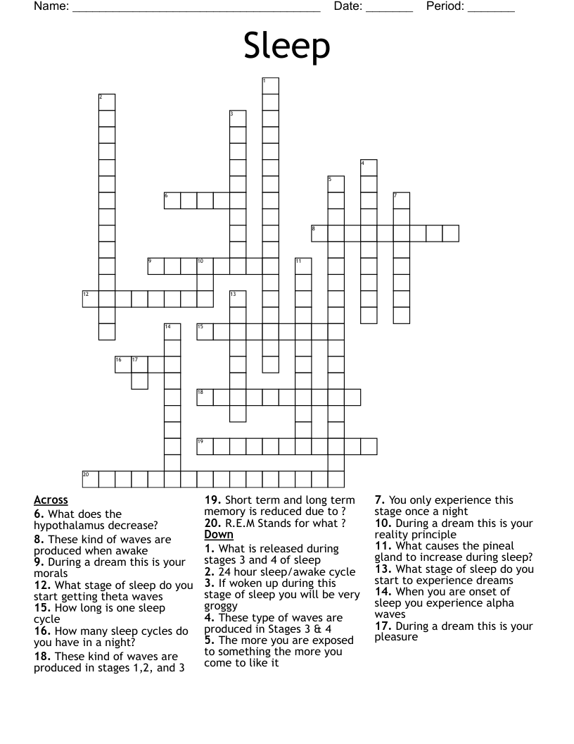 Sleep Crossword WordMint