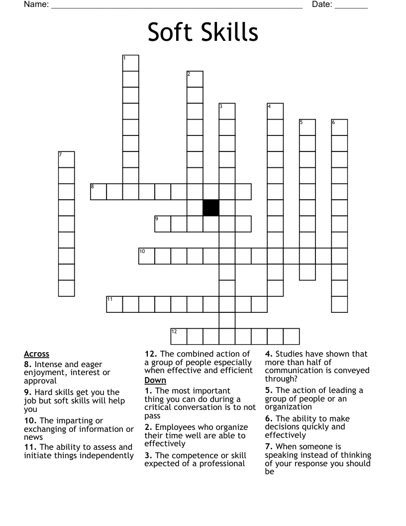 Soft Skills Crossword WordMint
