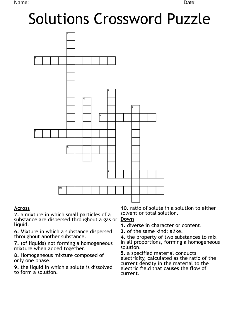 Solutions Crossword Puzzle WordMint