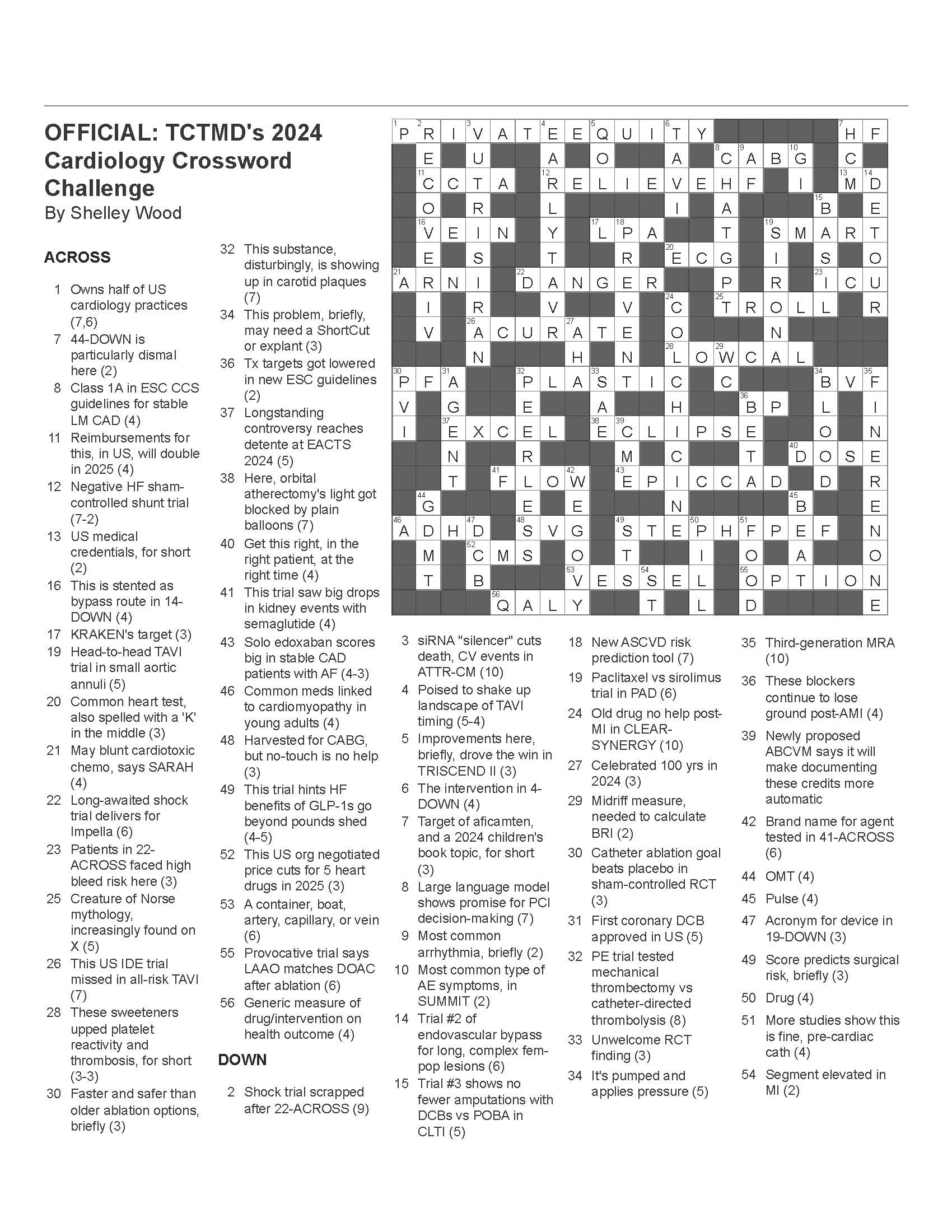 Solutions To TCTMD s 2024 Cardiology Crossword Challenge Tctmd