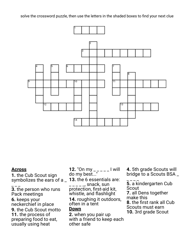 Solve The Crossword Puzzle Then Use The Letters In The Shaded Boxes To Find Your Next Clue WordMint Solve The Crossword Puzzle Then Use The Letters In The Shaded Boxes To Find Your Next Clue WordMint