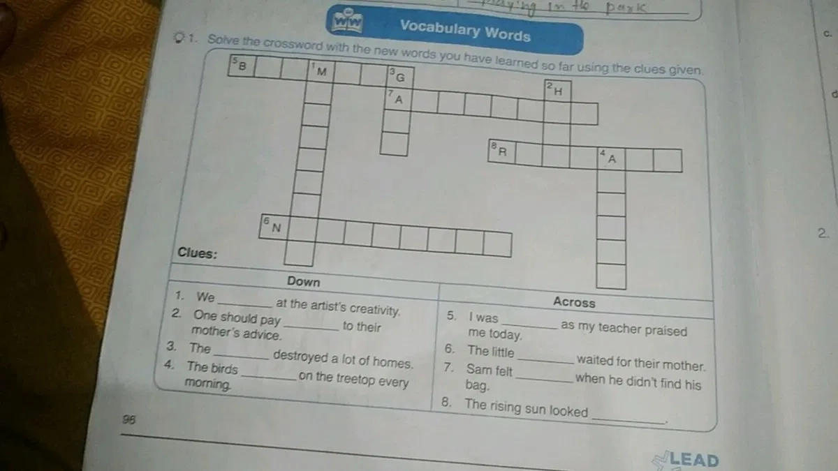 Solve The Crossword With The New Words You Have Learned So Far Using The Solve The Crossword With The New Words You Have Learned So Far Using The