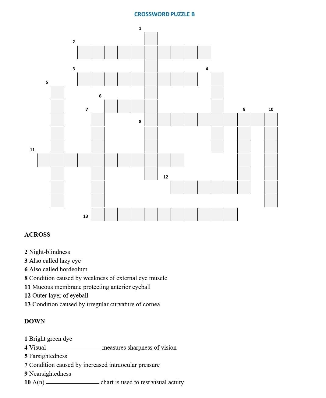 Solved CROSSWORD PUZZLE B 1 2 3 5 7 9 10 8 11 12 13 ACROSS 2 Chegg