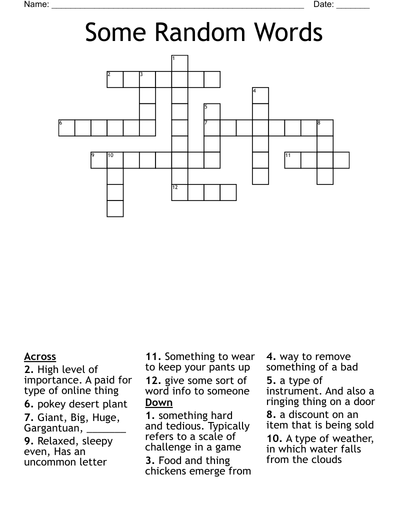Some Random Words Crossword WordMint Some Random Words Crossword WordMint