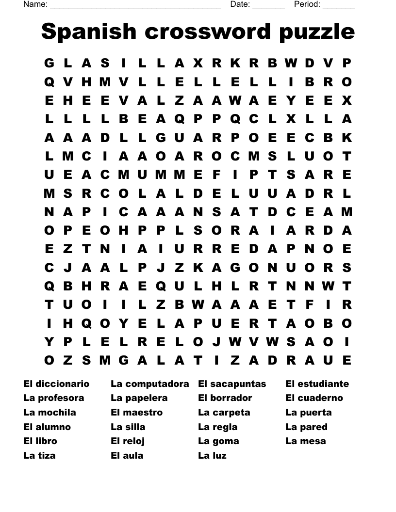 Spanish Crossword Puzzle Word Search WordMint Spanish Crossword Puzzle Word Search WordMint