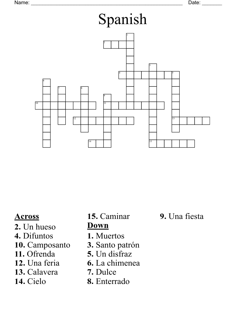 Spanish Crossword WordMint Spanish Crossword WordMint