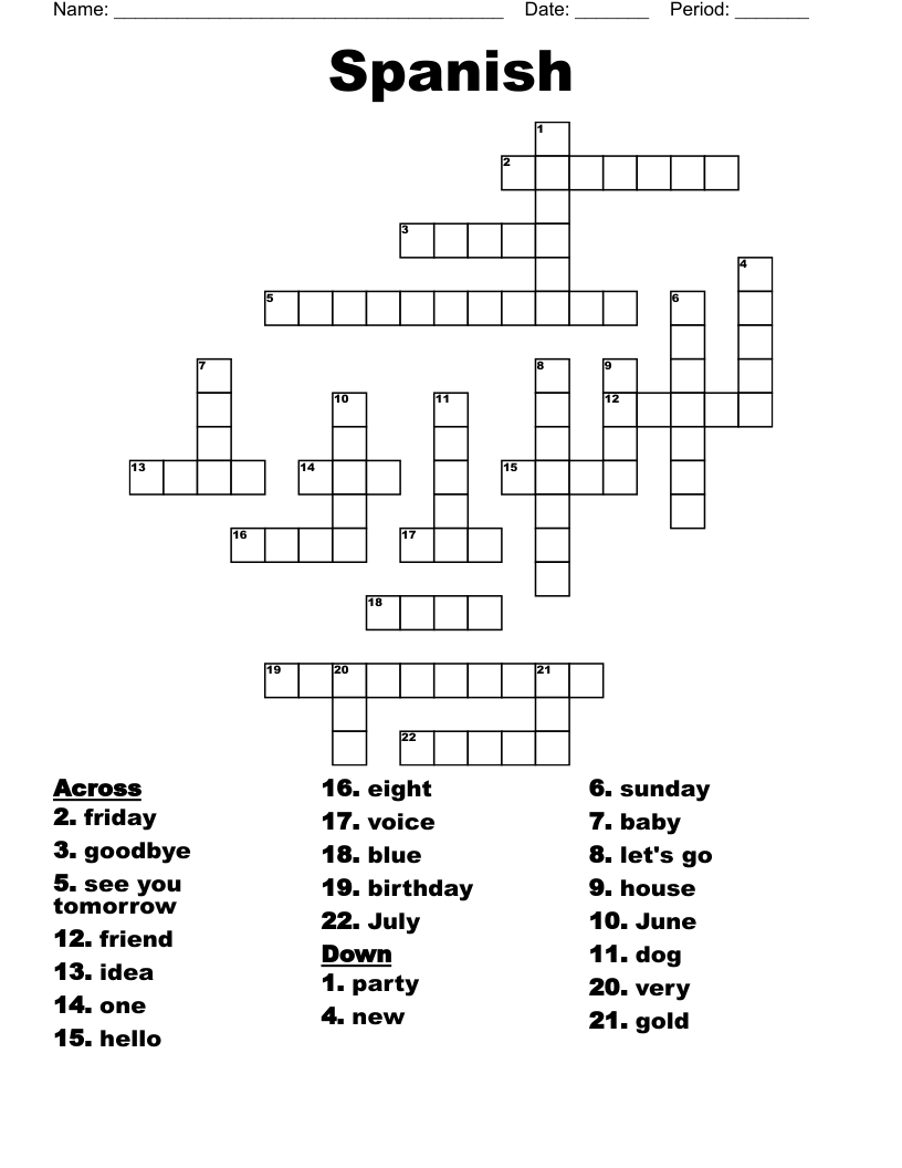 Spanish Crossword WordMint