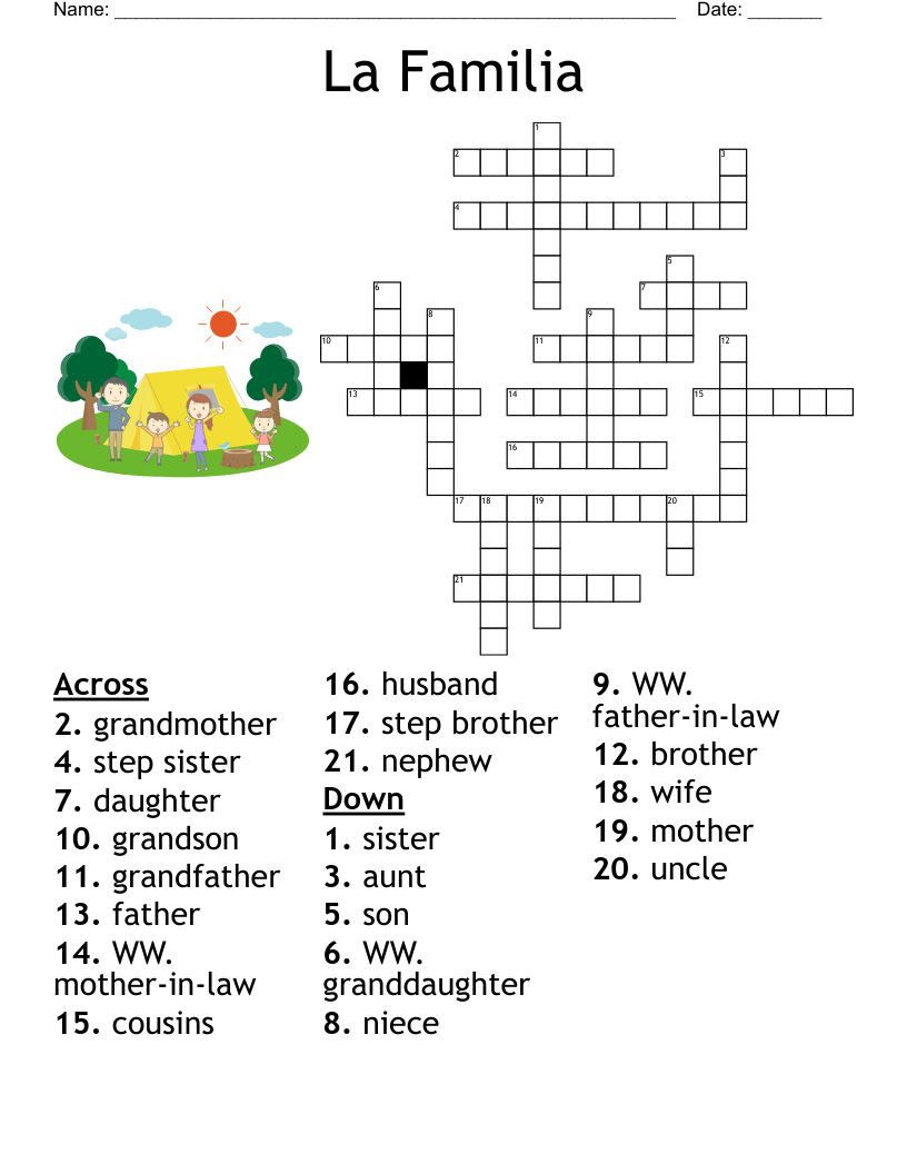 Spanish Family Terms Crossword WordMint Spanish Family Terms Crossword WordMint