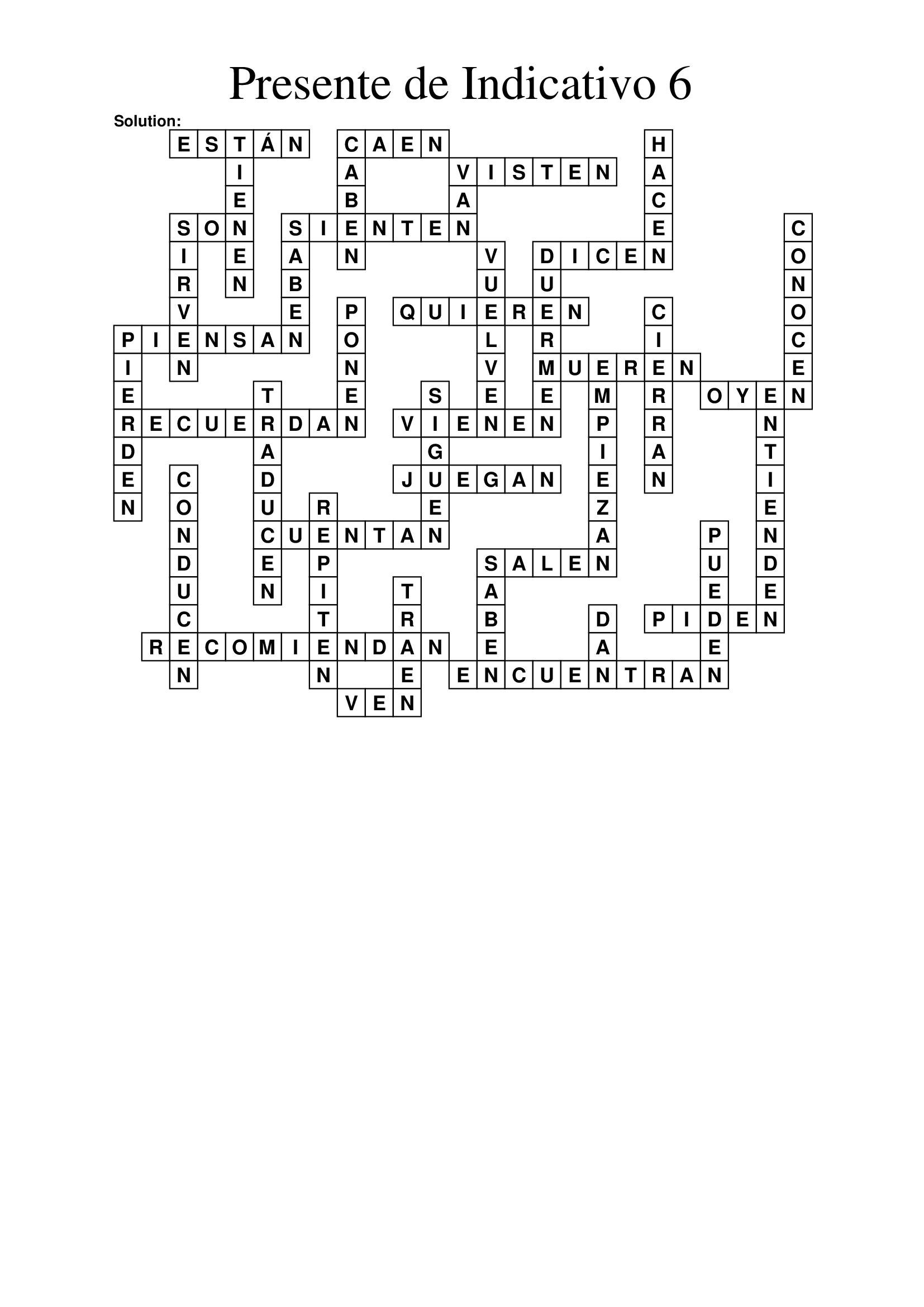 Spanish Present Indicative Crossword Puzzle Learn Verb Conjugation Through Interactive Language Game Etsy Israel