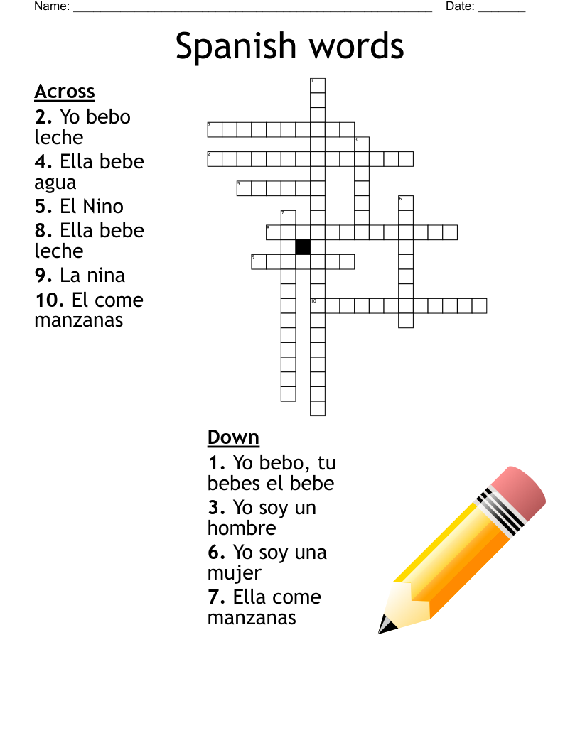 Spanish Words Crossword WordMint Spanish Words Crossword WordMint