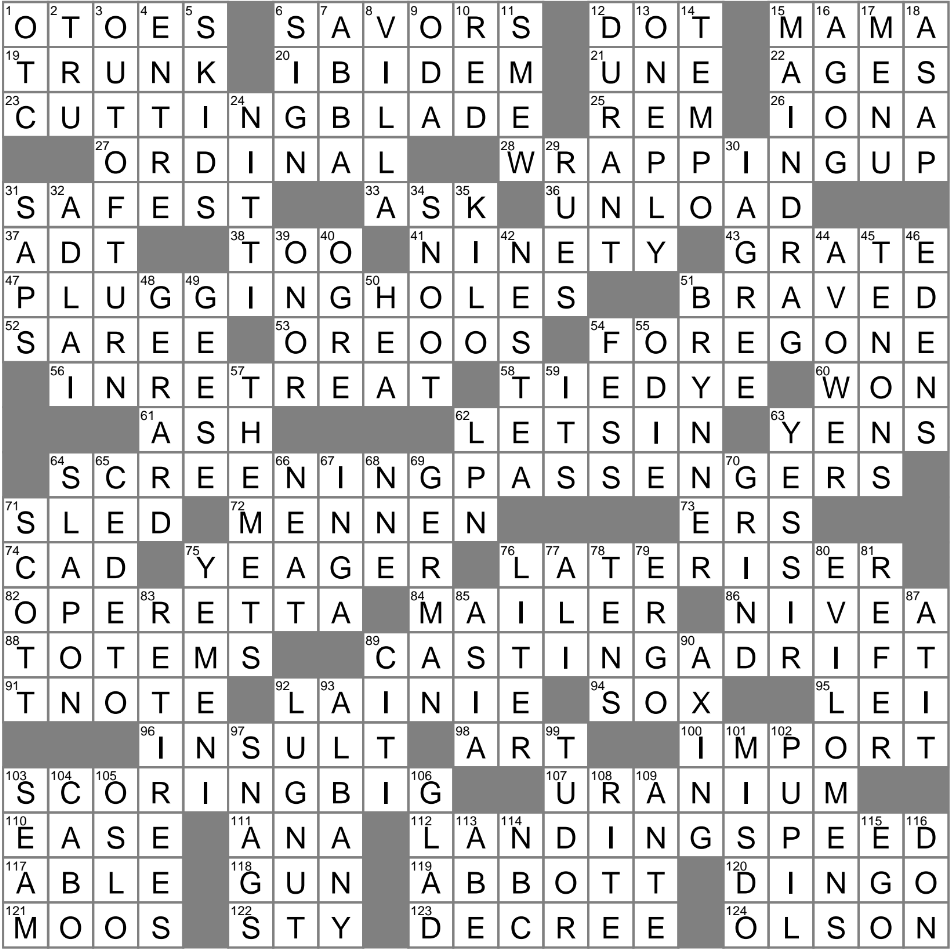 Spare Place Crossword Clue Archives LAXCrossword