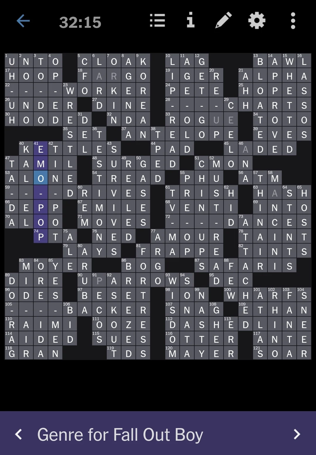 Spotted In Nyt Crossword 29 Dec R FallOutBoy