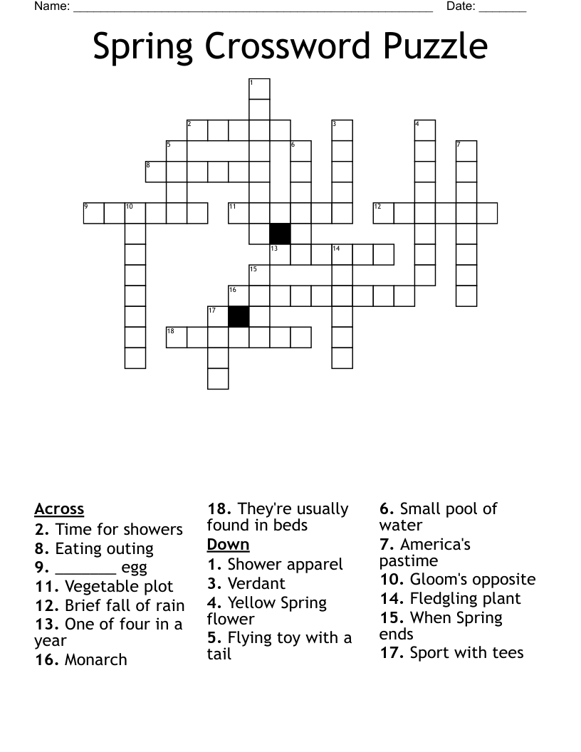 Spring Crossword Puzzle WordMint Spring Crossword Puzzle WordMint