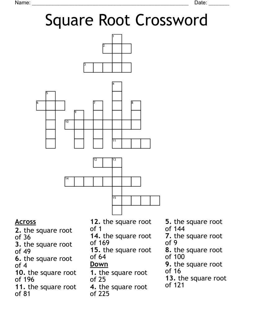 Square Root Crossword WordMint Square Root Crossword WordMint
