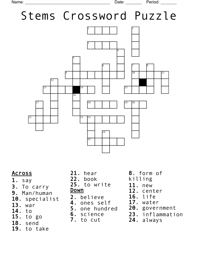 Stems Crossword Puzzle WordMint