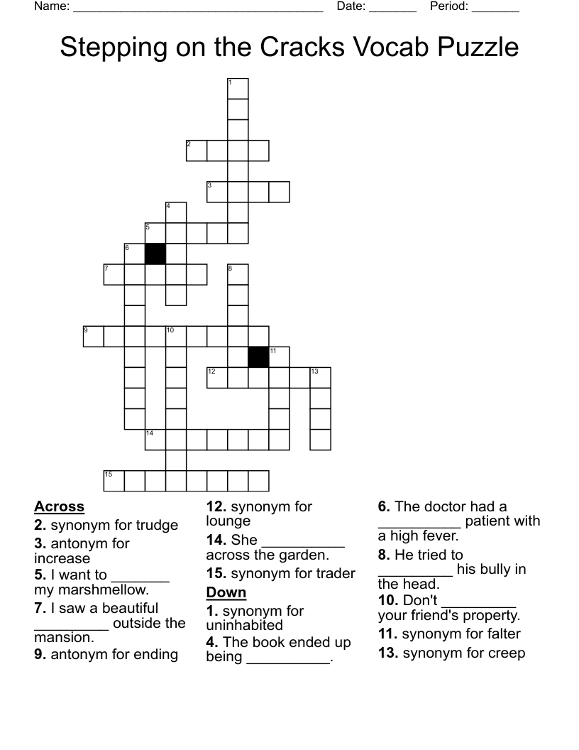 Stepping On The Cracks Vocab Puzzle Crossword WordMint