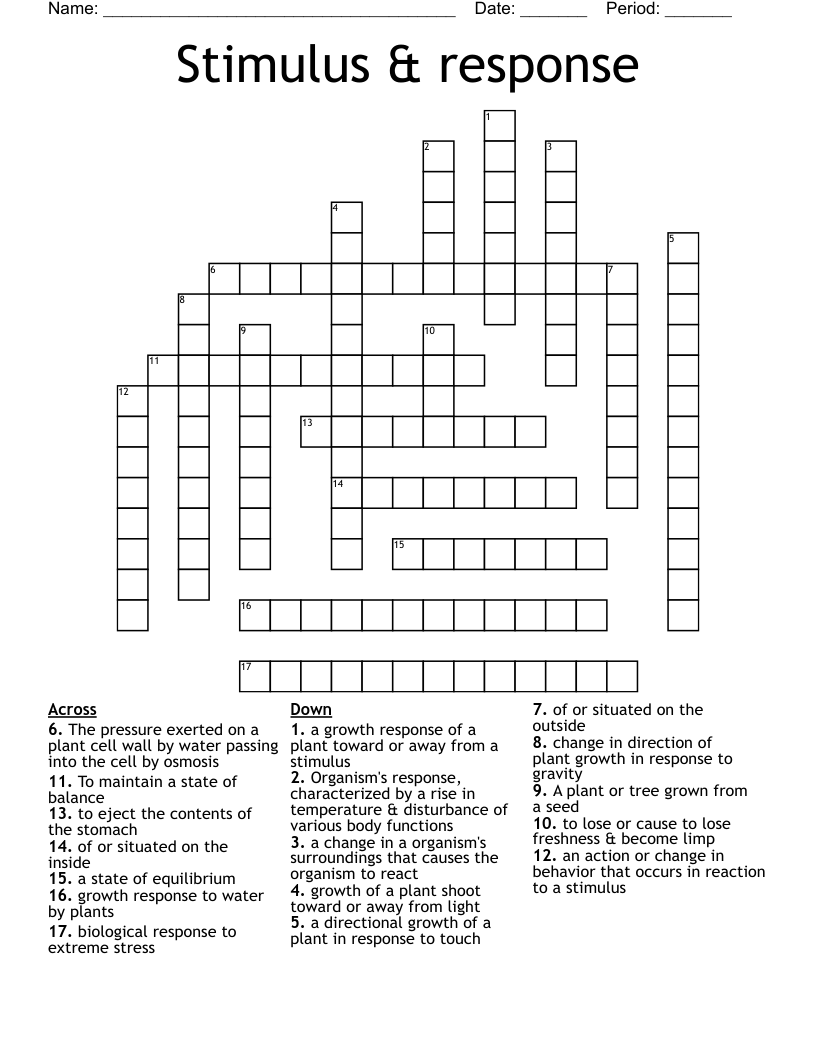 Stimulus Response Crossword WordMint