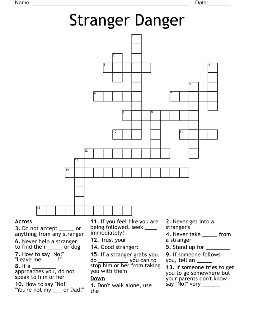 Stranger Danger Crossword WordMint