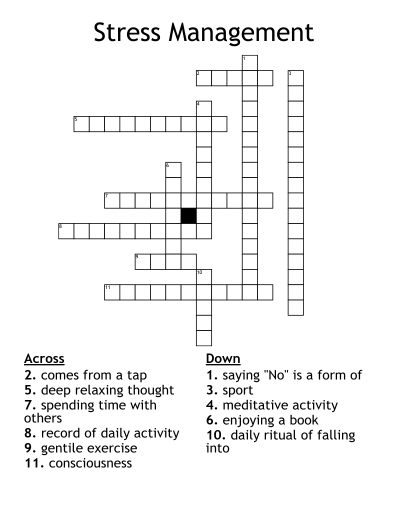 Stress Management Crossword WordMint