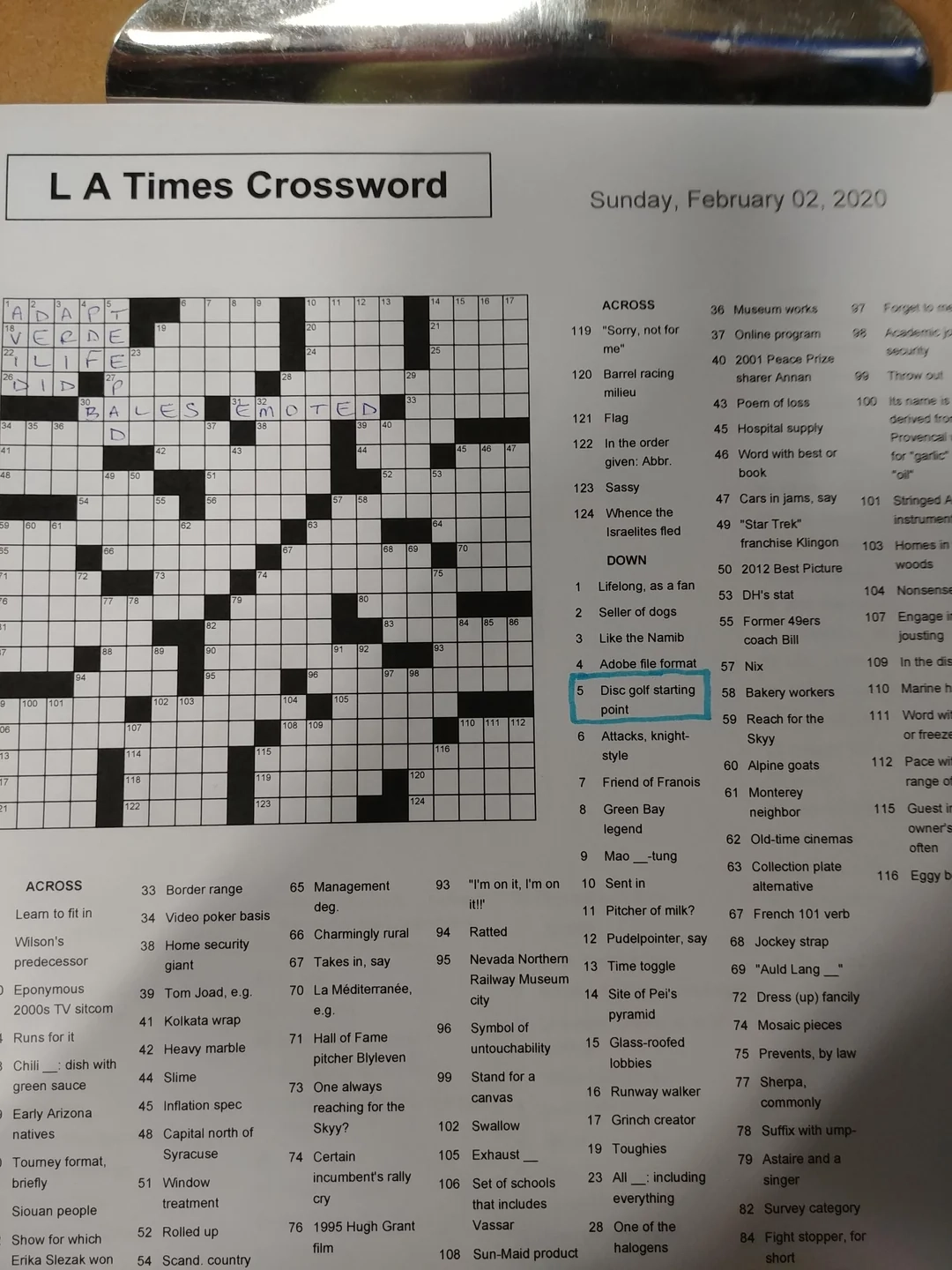 Sunday LA Times Crossword Puzzle R discgolf Sunday LA Times Crossword Puzzle R discgolf