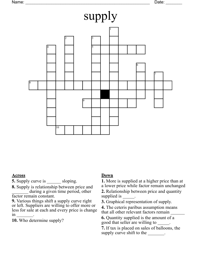 Supply Crossword WordMint