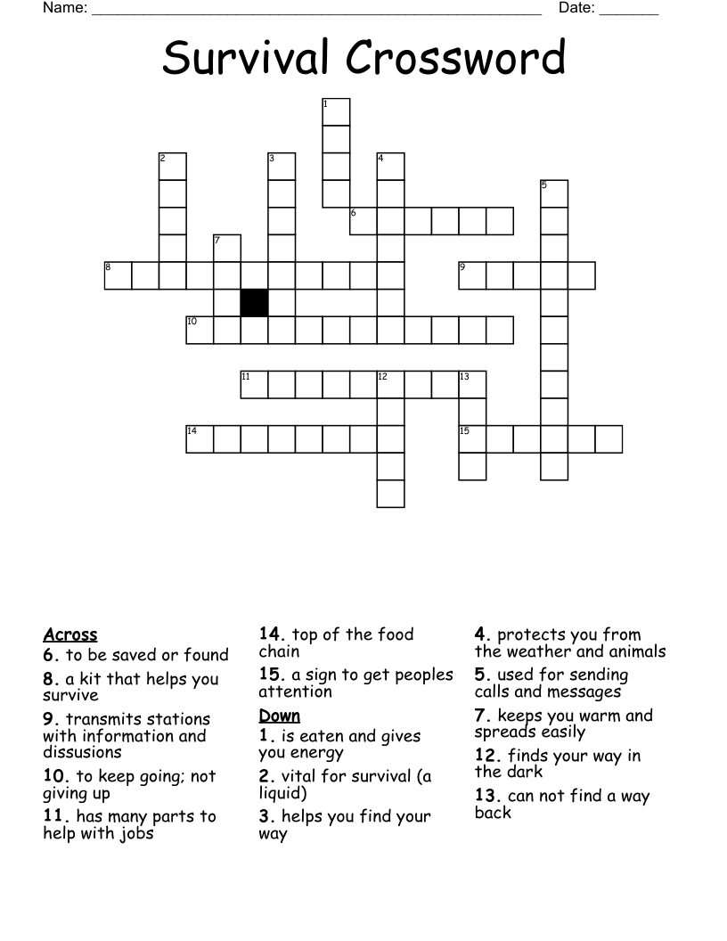 Survival Crossword WordMint