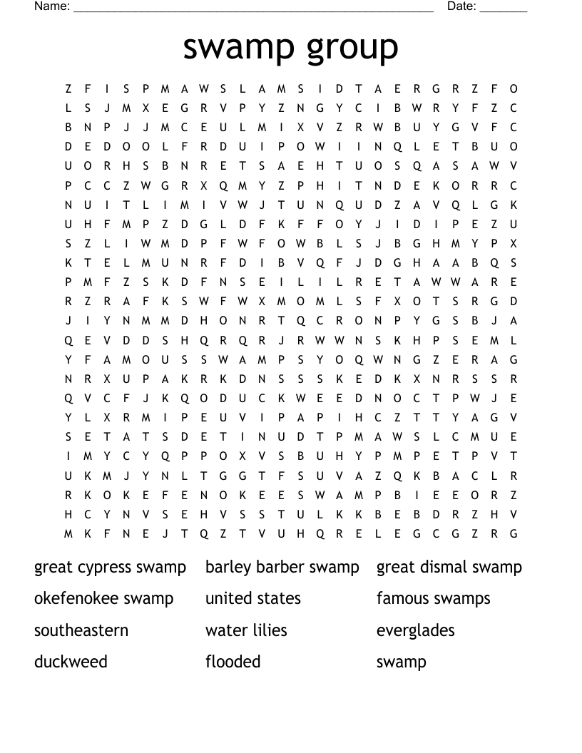Swamp Group Word Search WordMint Swamp Group Word Search WordMint