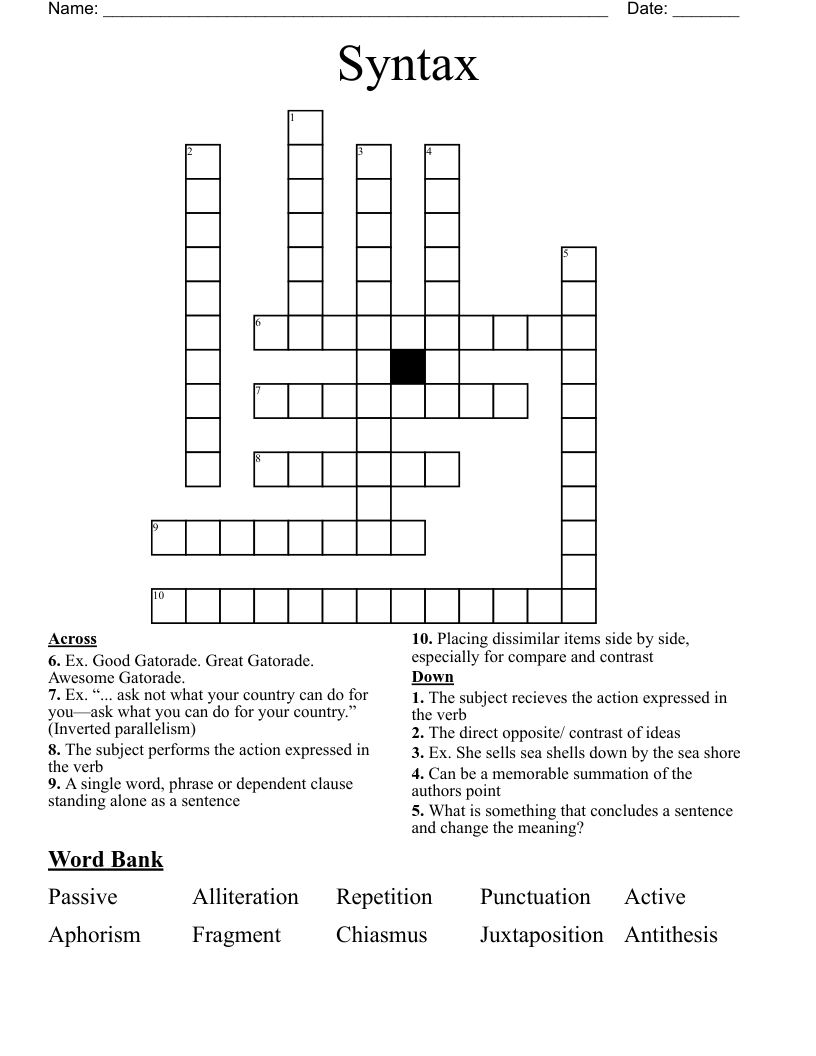 Syntax Crossword WordMint