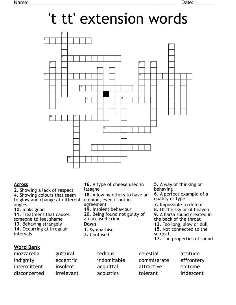 T Tt Extension Words Crossword WordMint