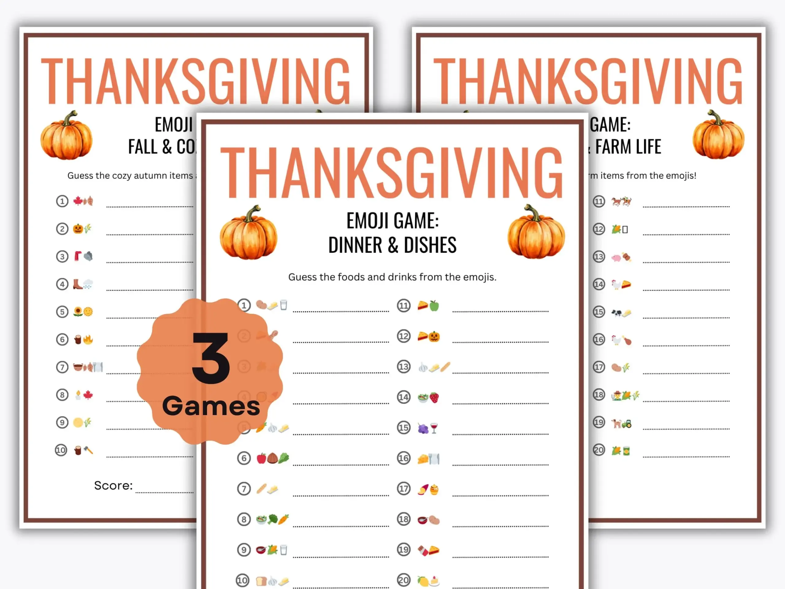 Thanksgiving Emoji Games 3 Printable Puzzles Family Activity Holiday Game For Kids Thanksgiving Food Tradition Celebration Etsy