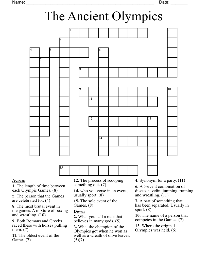 The Ancient Olympics Crossword WordMint The Ancient Olympics Crossword WordMint