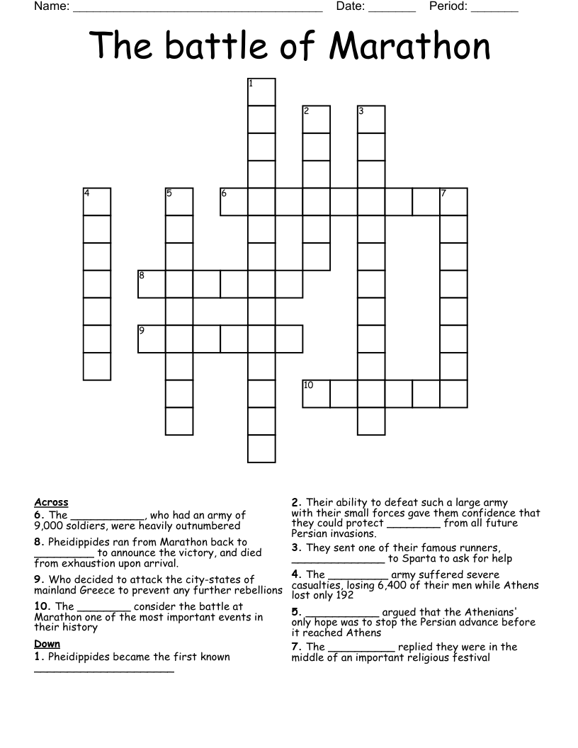 The Battle Of Marathon Crossword WordMint The Battle Of Marathon Crossword WordMint