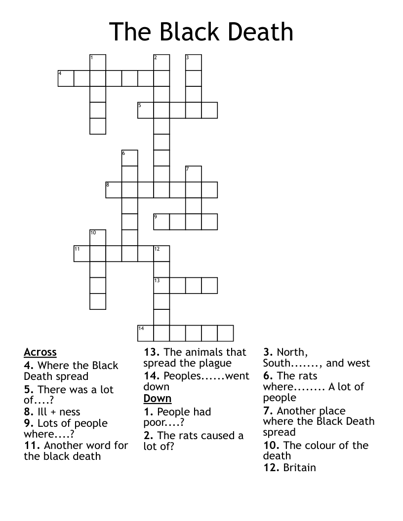 The Black Plague Crossword WordMint The Black Plague Crossword WordMint