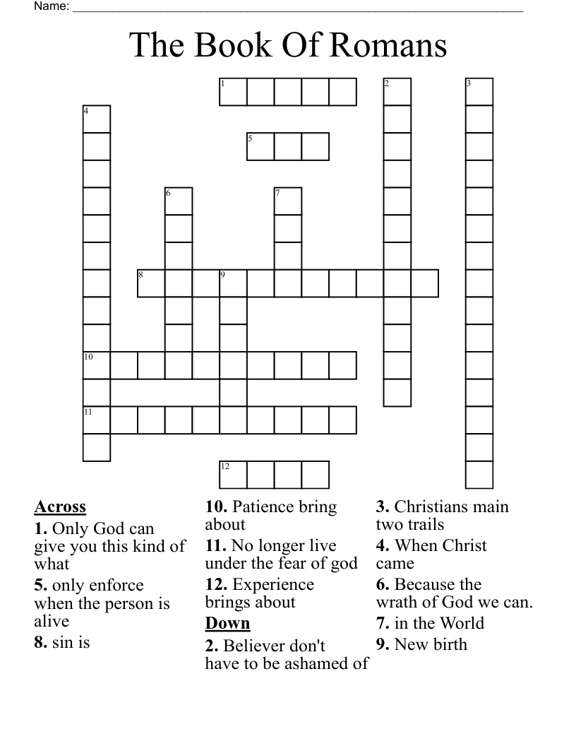 The Book Of Romans Crossword WordMint