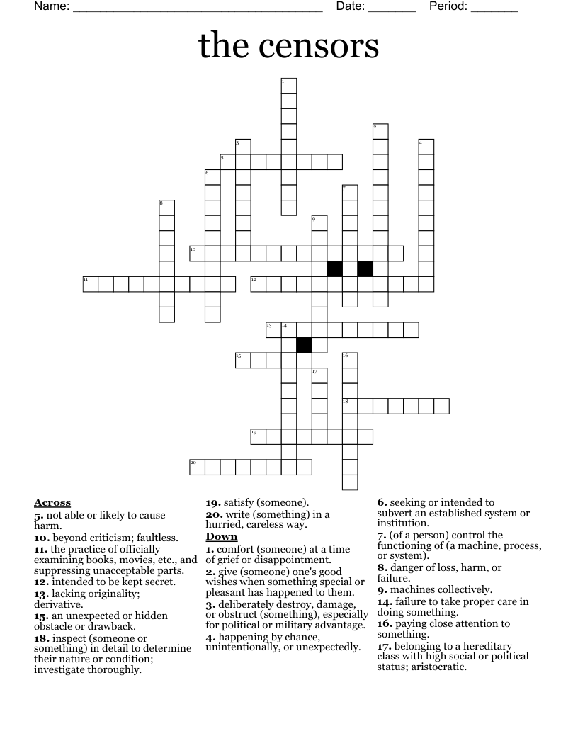 criticism crossword puzzle clue