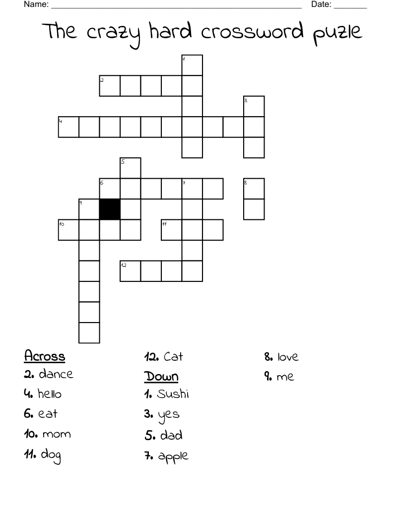 The Crazy Hard Crossword Puzle WordMint