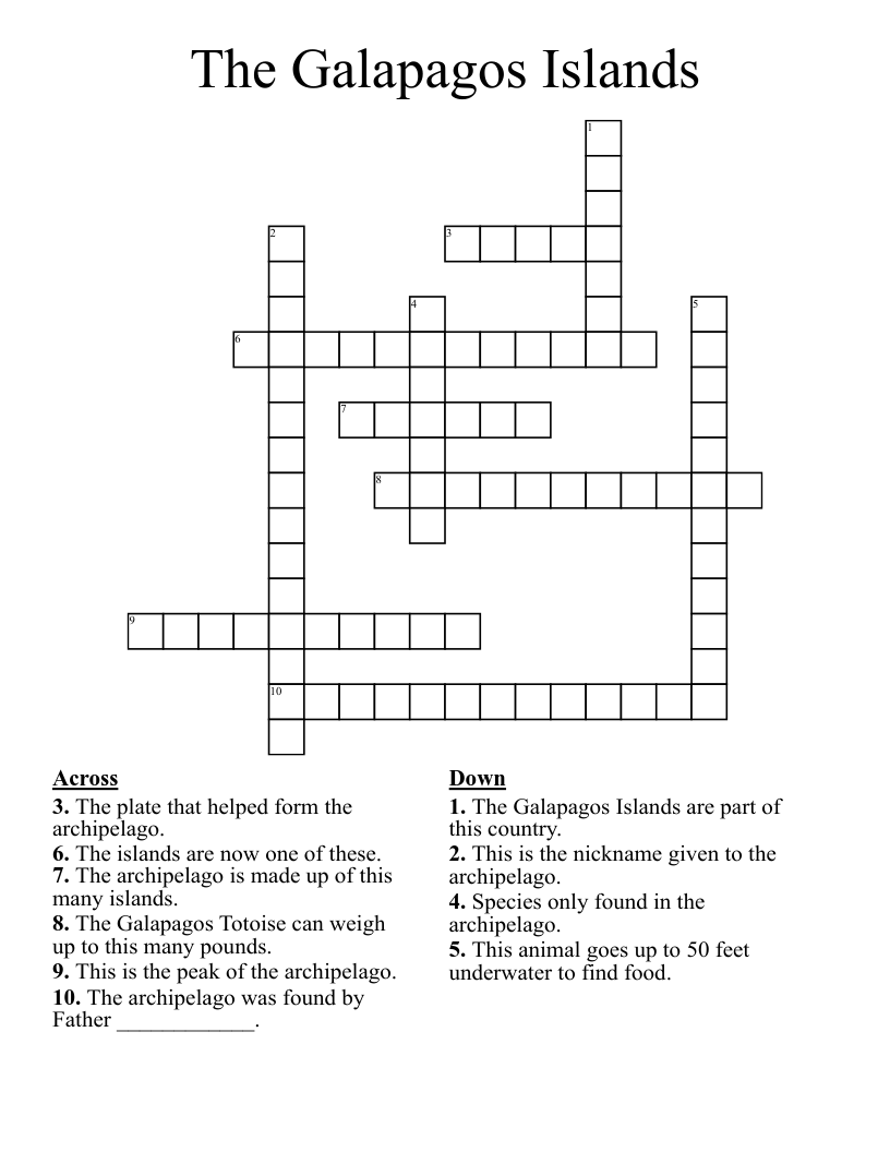 The Galapagos Islands Crossword WordMint