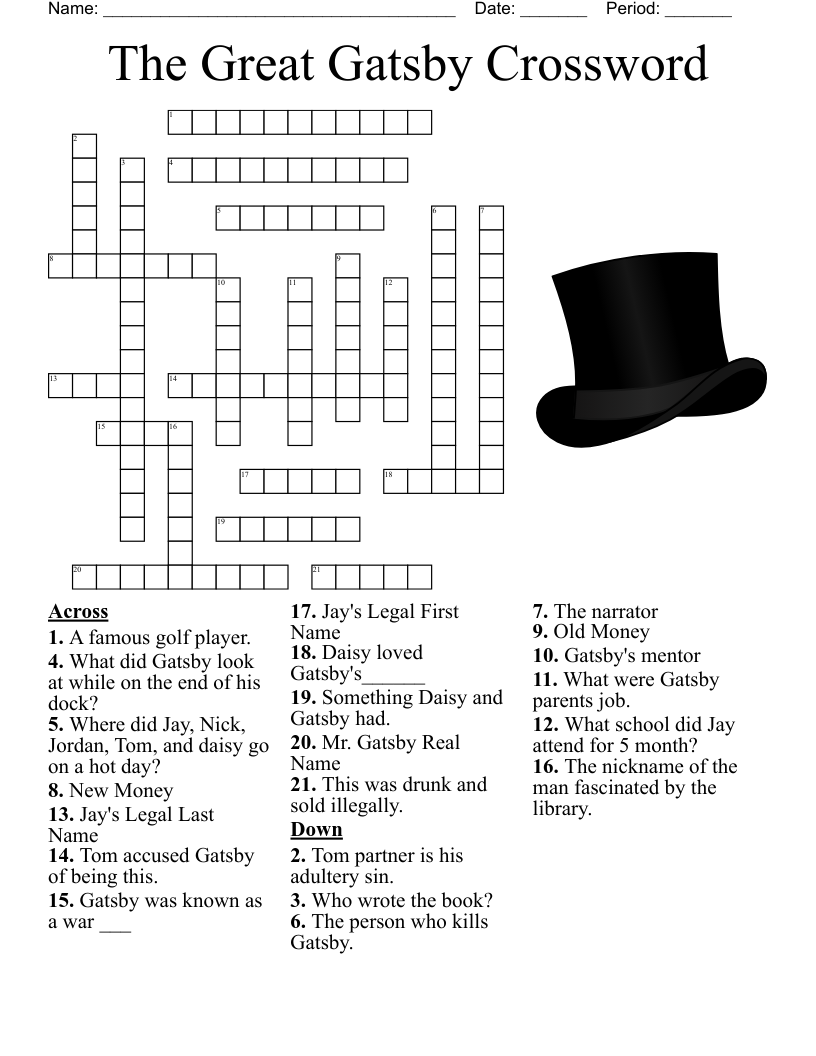 The Great Gatsby Crossword WordMint