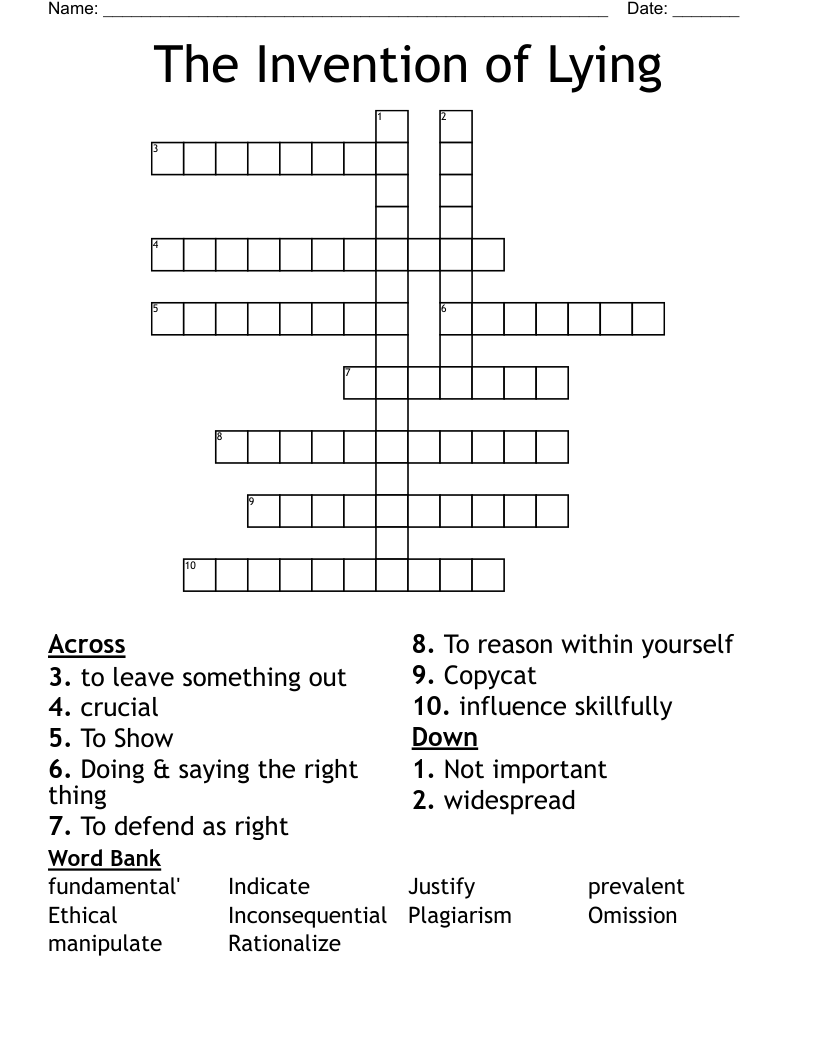 The Invention Of Lying Crossword WordMint