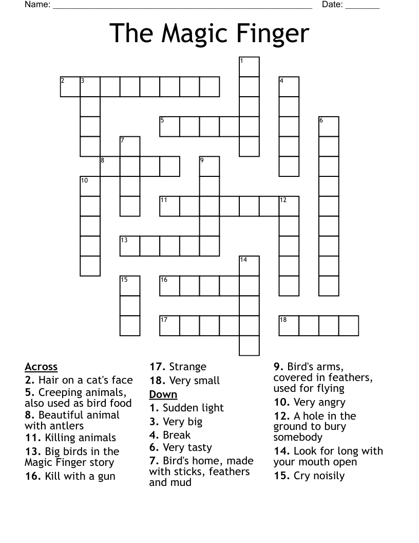 The Magic Finger Crossword WordMint