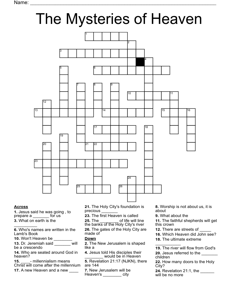 The Mysteries Of Heaven Crossword WordMint