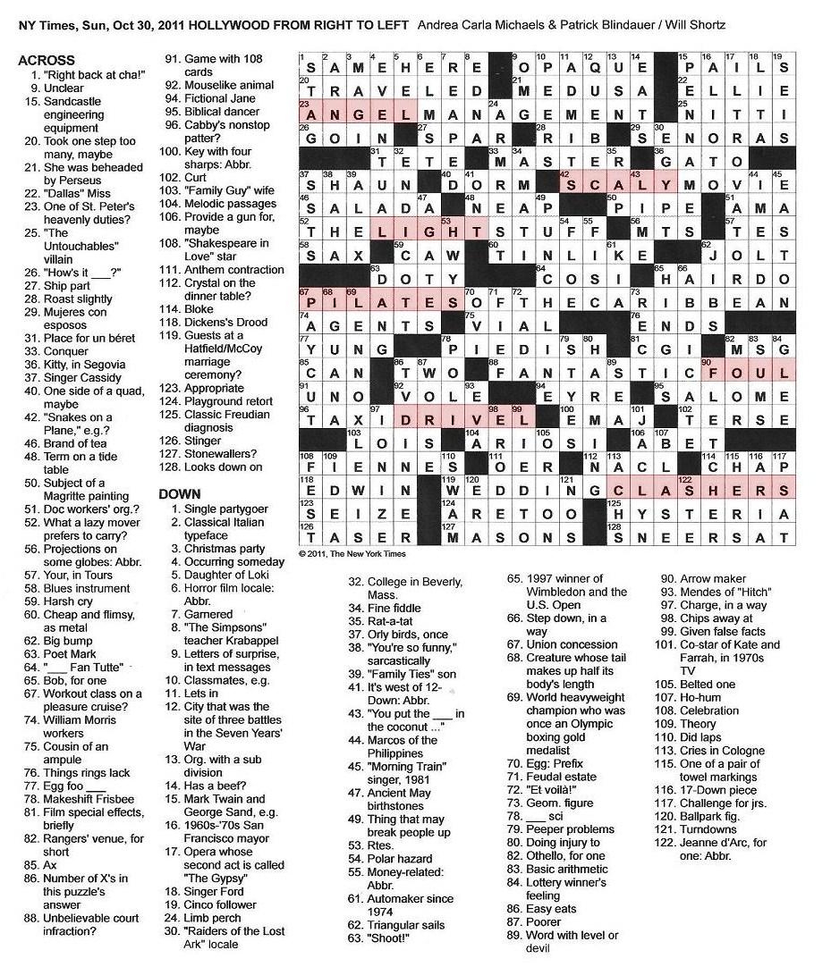The New York Times Crossword In Gothic October 2011 The New York Times Crossword In Gothic October 2011
