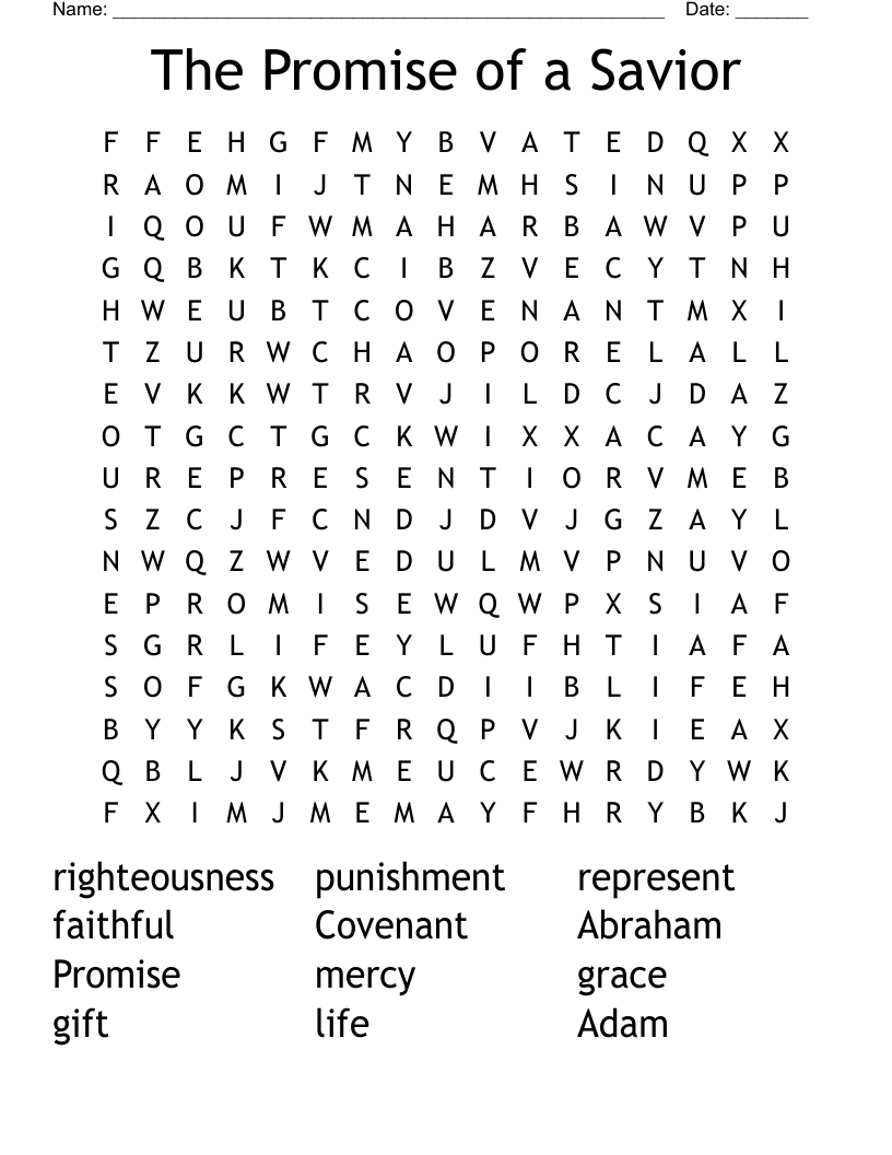The Promise Of A Savior Word Search WordMint