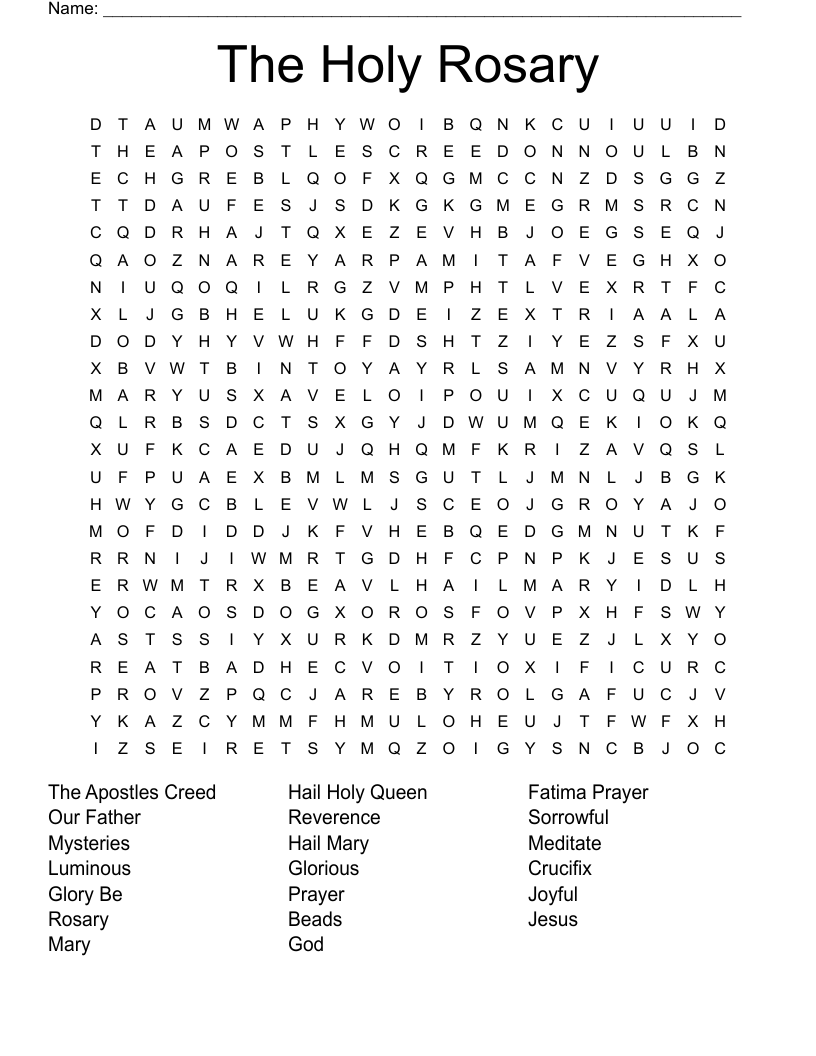 The Rosary Crossword WordMint