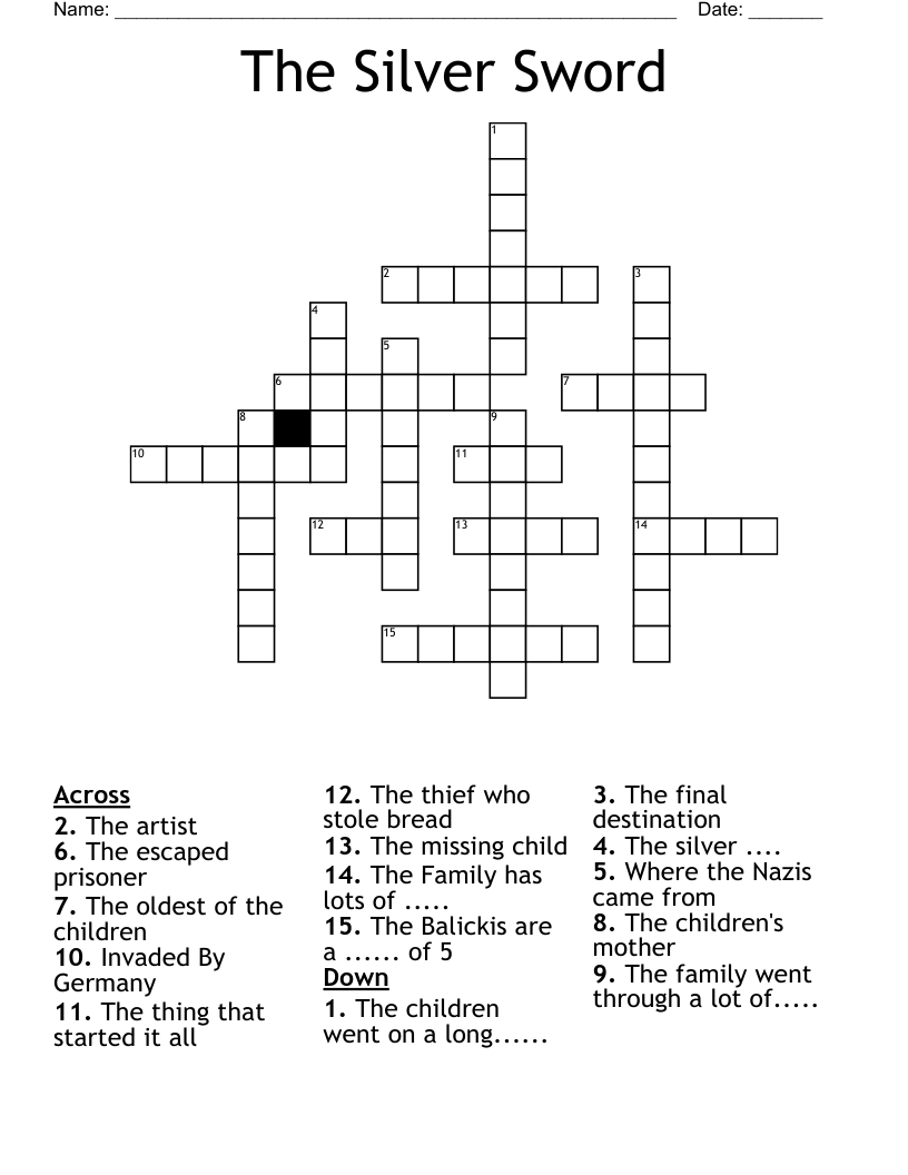 The Silver Sword Crossword WordMint