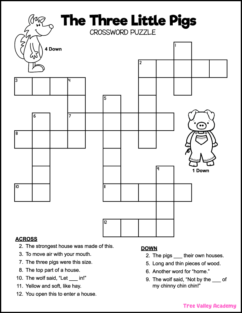 The Three Little Pigs Crossword Tree Valley Academy