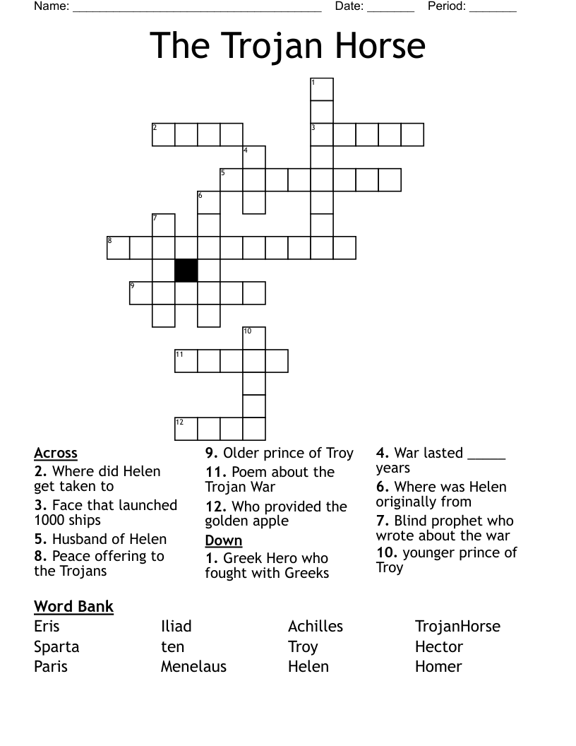 The Trojan Horse Crossword WordMint