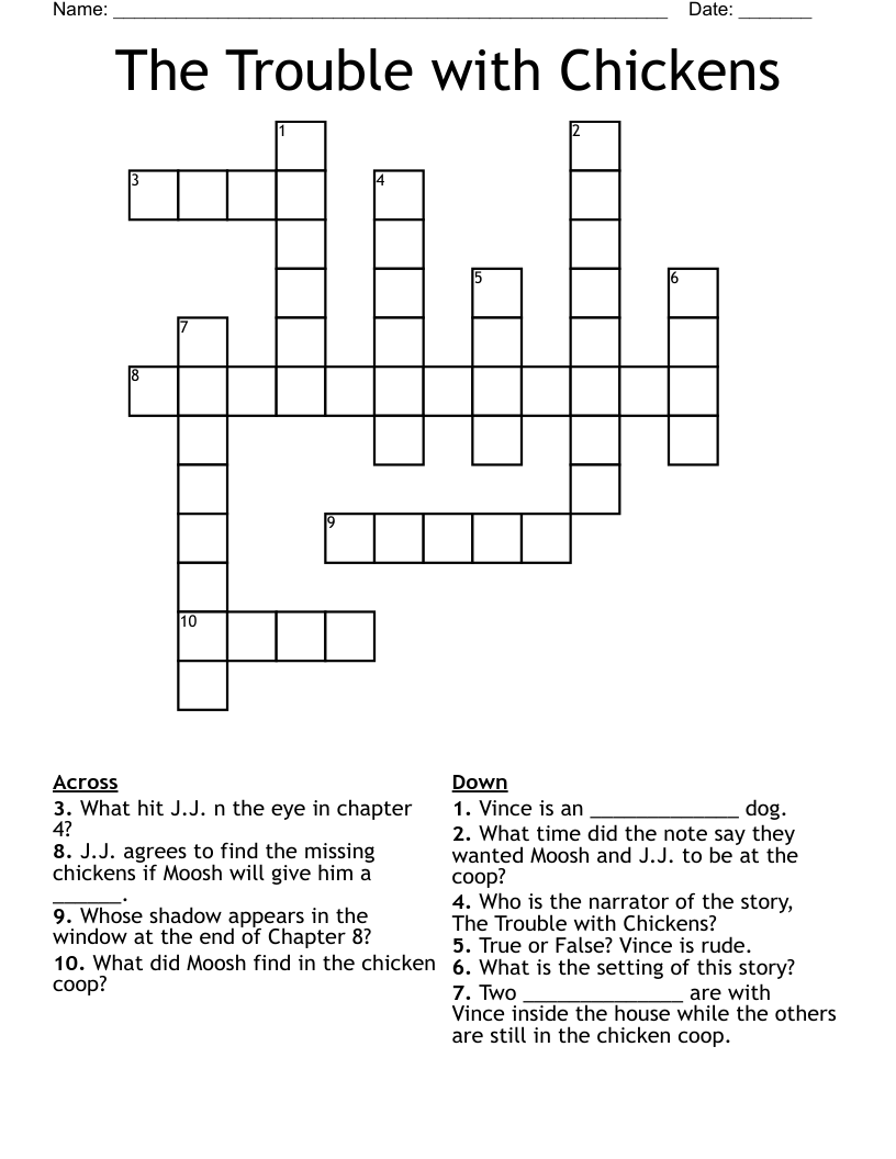 The Trouble With Chickens Crossword WordMint The Trouble With Chickens Crossword WordMint
