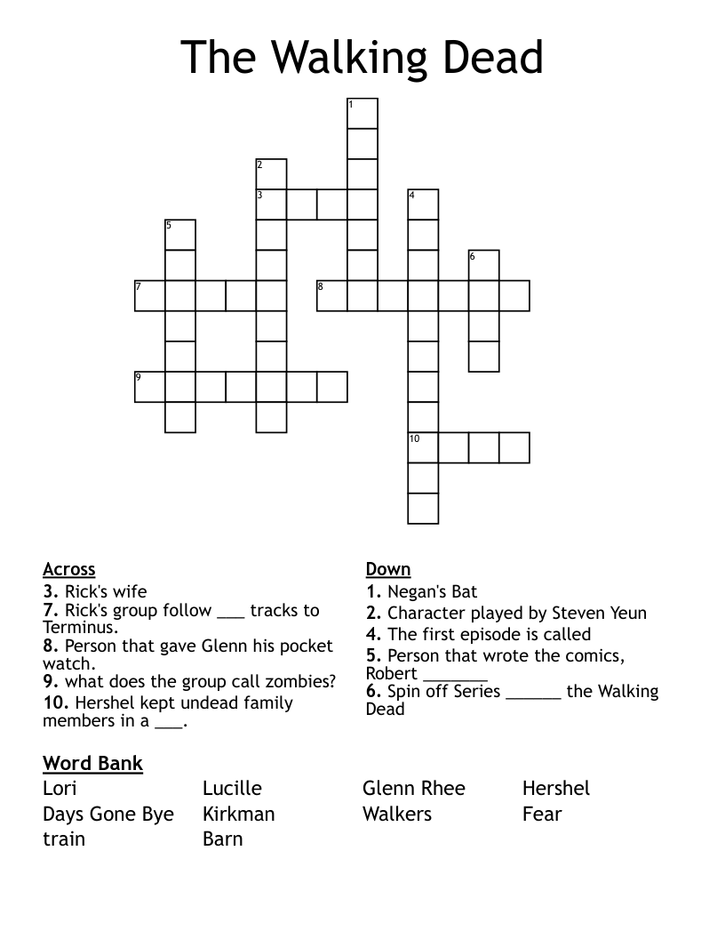 The Walking Dead Crossword WordMint