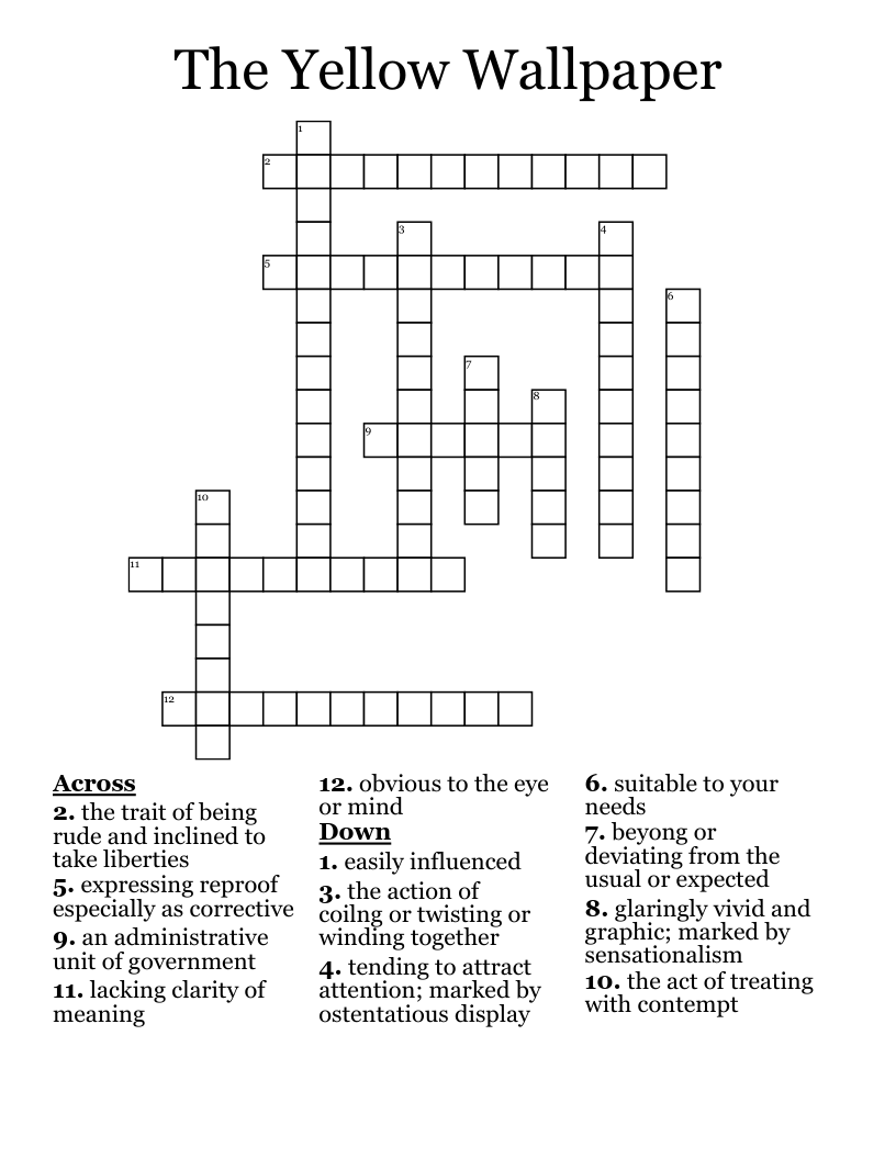 The Yellow Wallpaper Crossword WordMint